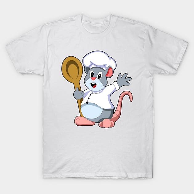 Rat as Chef with Cooking apron & Wooden spoon T-Shirt by Markus Schnabel